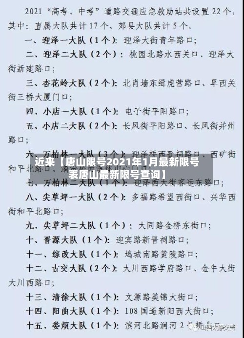 近来【唐山限号2021年1月最新限号表唐山最新限号查询】-第2张图片